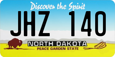 ND license plate JHZ140