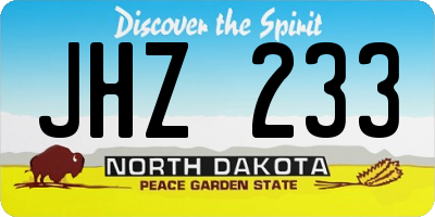 ND license plate JHZ233