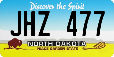 ND license plate JHZ477