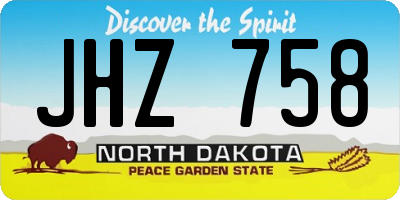 ND license plate JHZ758