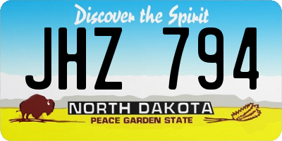 ND license plate JHZ794