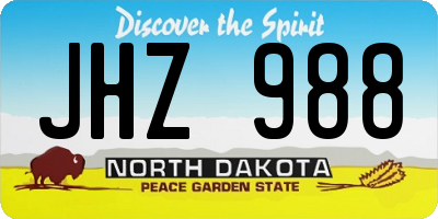ND license plate JHZ988