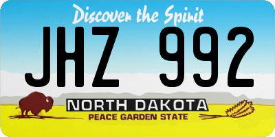 ND license plate JHZ992
