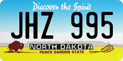 ND license plate JHZ995
