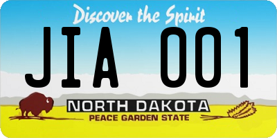 ND license plate JIA001