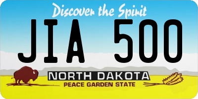 ND license plate JIA500