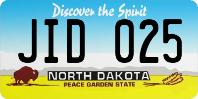ND license plate JID025