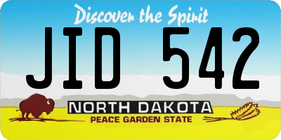 ND license plate JID542
