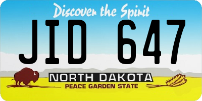 ND license plate JID647