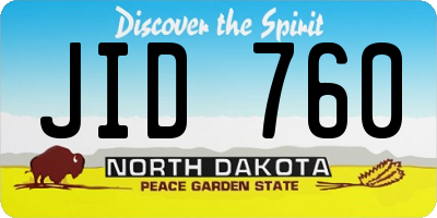 ND license plate JID760