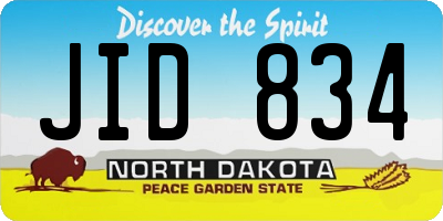 ND license plate JID834