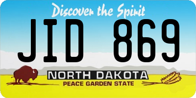ND license plate JID869
