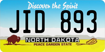 ND license plate JID893