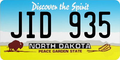 ND license plate JID935