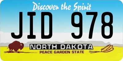 ND license plate JID978