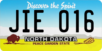 ND license plate JIE016
