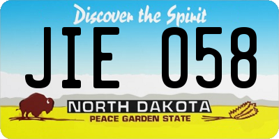 ND license plate JIE058
