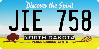 ND license plate JIE758