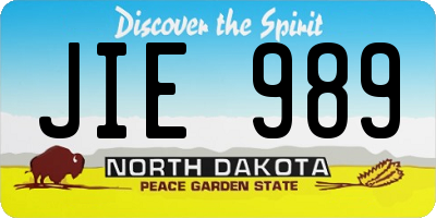 ND license plate JIE989