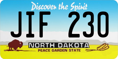 ND license plate JIF230