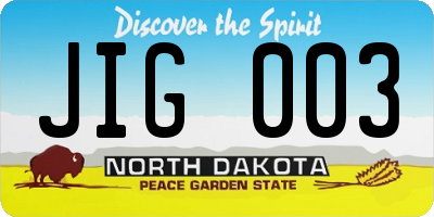 ND license plate JIG003