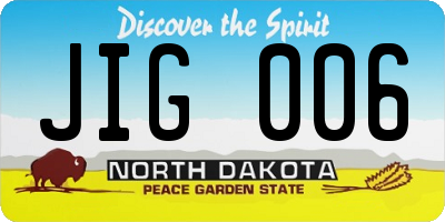 ND license plate JIG006