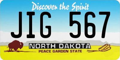 ND license plate JIG567
