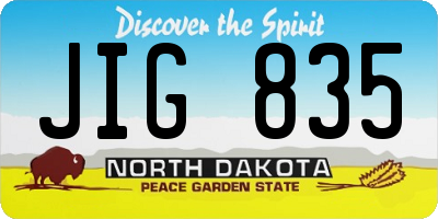 ND license plate JIG835