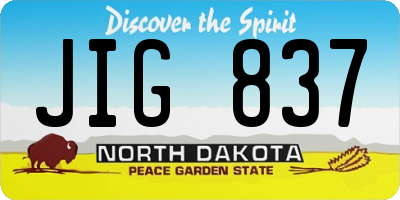 ND license plate JIG837