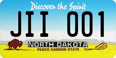 ND license plate JII001