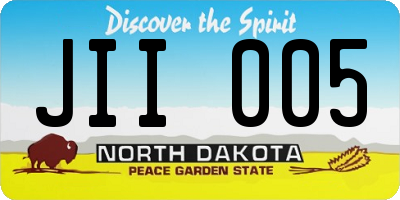 ND license plate JII005