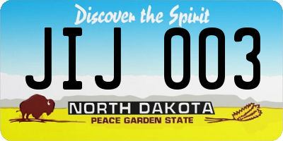 ND license plate JIJ003