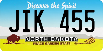 ND license plate JIK455