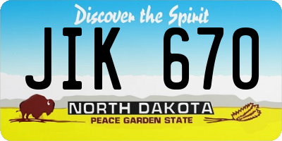 ND license plate JIK670