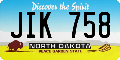 ND license plate JIK758