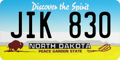 ND license plate JIK830
