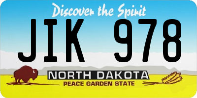 ND license plate JIK978