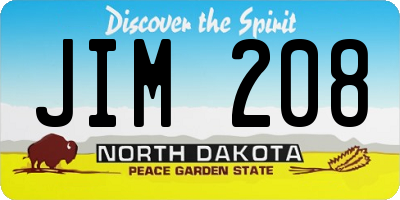ND license plate JIM208