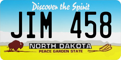 ND license plate JIM458
