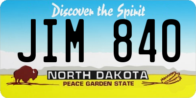 ND license plate JIM840