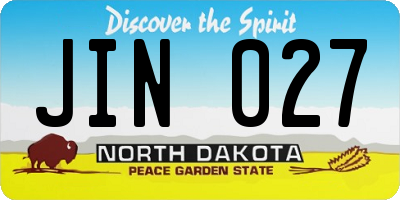 ND license plate JIN027