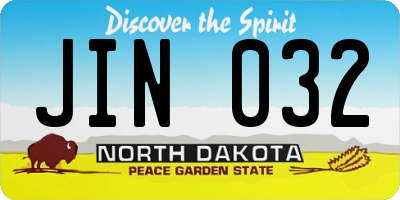 ND license plate JIN032