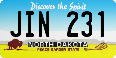 ND license plate JIN231