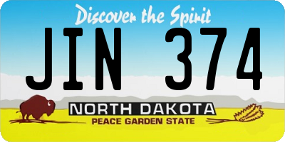 ND license plate JIN374