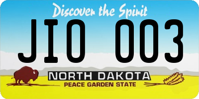 ND license plate JIO003