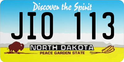 ND license plate JIO113
