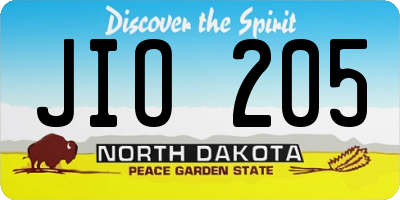ND license plate JIO205