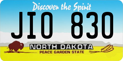 ND license plate JIO830