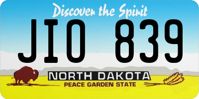 ND license plate JIO839