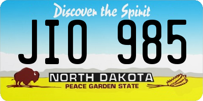 ND license plate JIO985
